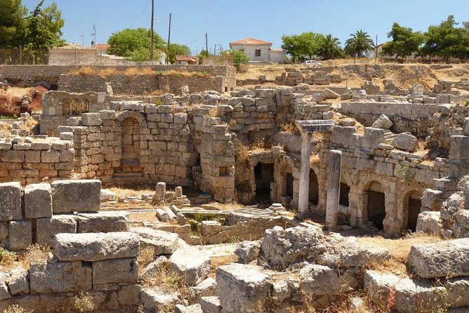 Ancient Corinth, Epidaurus, Nafplio full day private tour from Athens - Temple of Apollo and the view toward Acrocorinth
