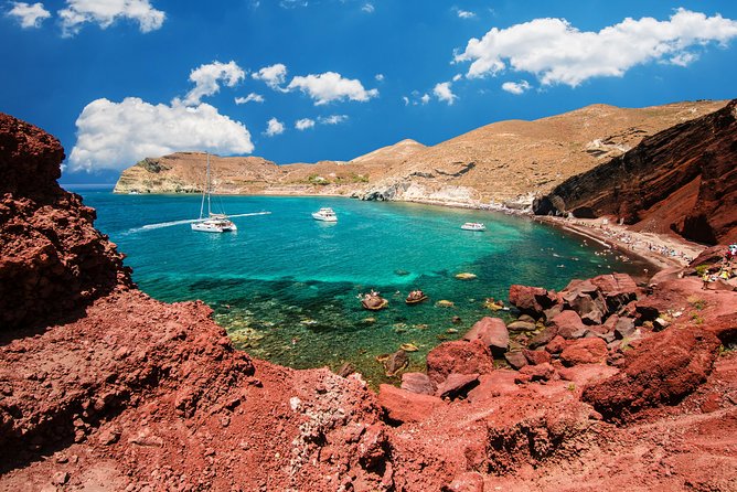 Archaeological Bus Tour To Akrotiri Excavations & Red Beach - Prophet Elias and the island from above