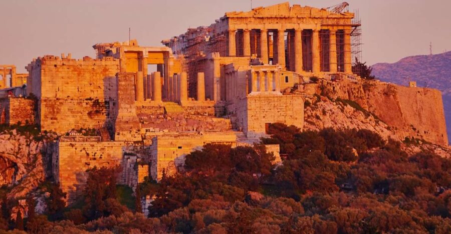 Athens: Acropolis Visit and City Night Tour - Entering the Acropolis from the southeast