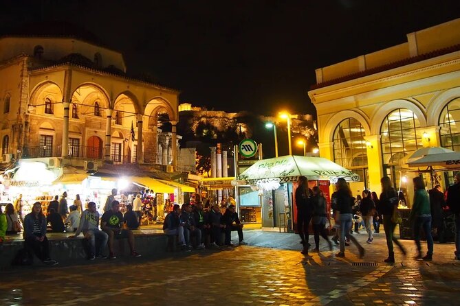 Athens by Night: Walking Tour - Monastiraki Square as the City Lights Come On