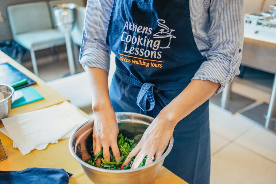Athens: Greek Cuisine Cooking Class and 3-Course Dinner - From kitchen work to dinner with an Acropolis view