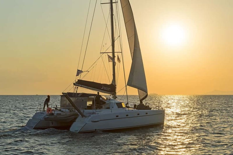 Athens: Half-Day Sunset Catamaran Cruise with Meal & Drinks - The first sail along the Attica Coast