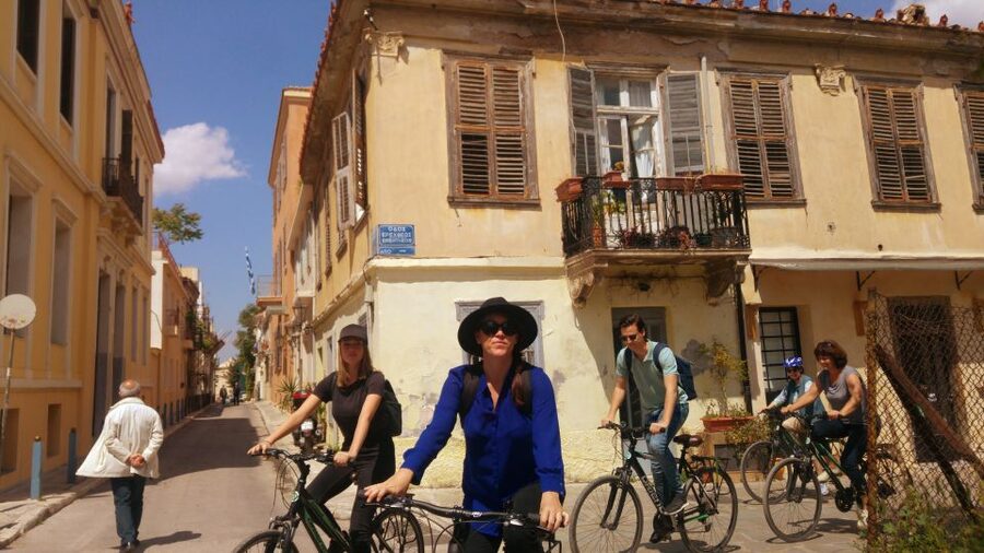 Athens: Sunset Bike Tour - The final sunset frame at Zeus and Hadrian’s Arch