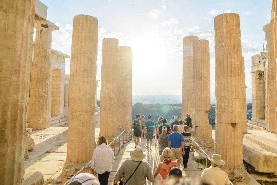 Athens: The Acropolis Walking Group Tour with a French Guide - Climbing the Acropolis hill
