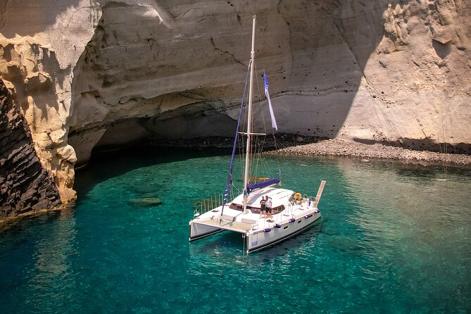 Catamaran Full-Day of Milos and Poliegos With Lunch & BBQ - Gerakas gives you more time in the water