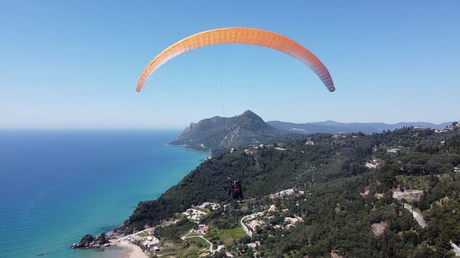Corfu: Paragliding Tandem Flight Above Pelekas Town - The briefing and take-off practice