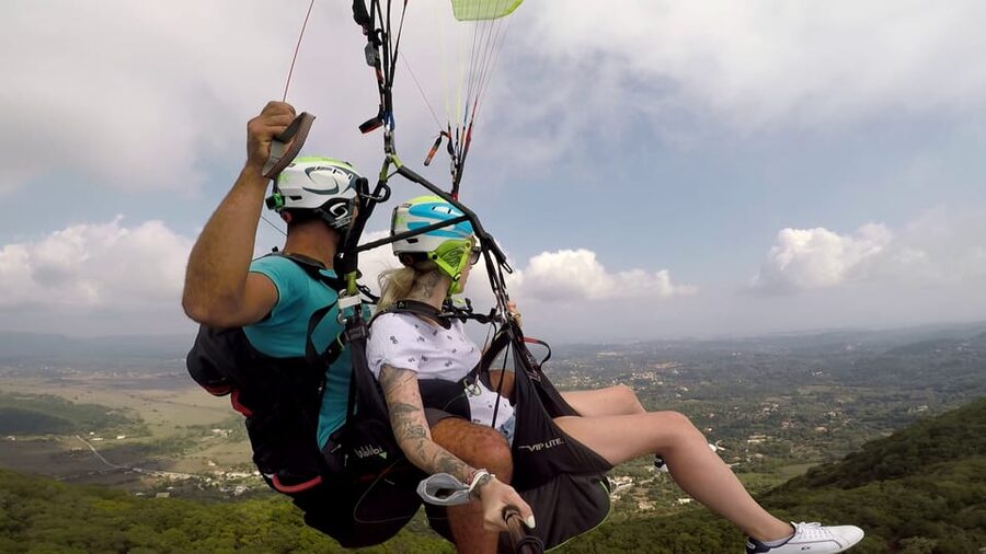 Corfu: Paragliding Tandem Flight Above Pelekas Town - The video is useful, but not included