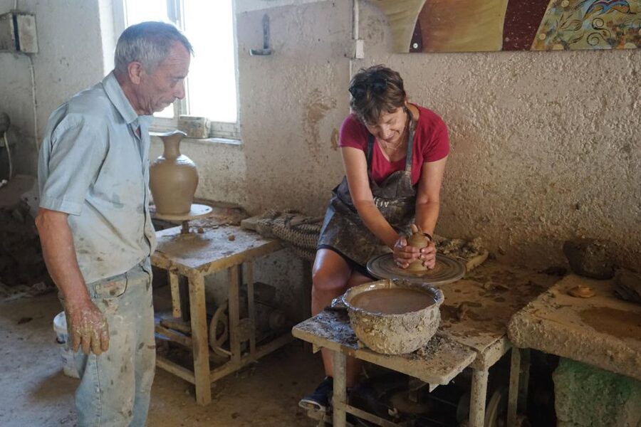 Crete: Full-Day Cretan Wines, Olive Oil, Raki and Food Tour - Pottery in Thrapsano, the day’s hands-on finish