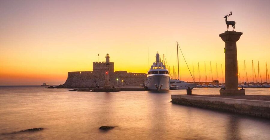 Faliraki: Evening RIB Cruise with Champagne and Sunset Views - Rhodes Town from the water