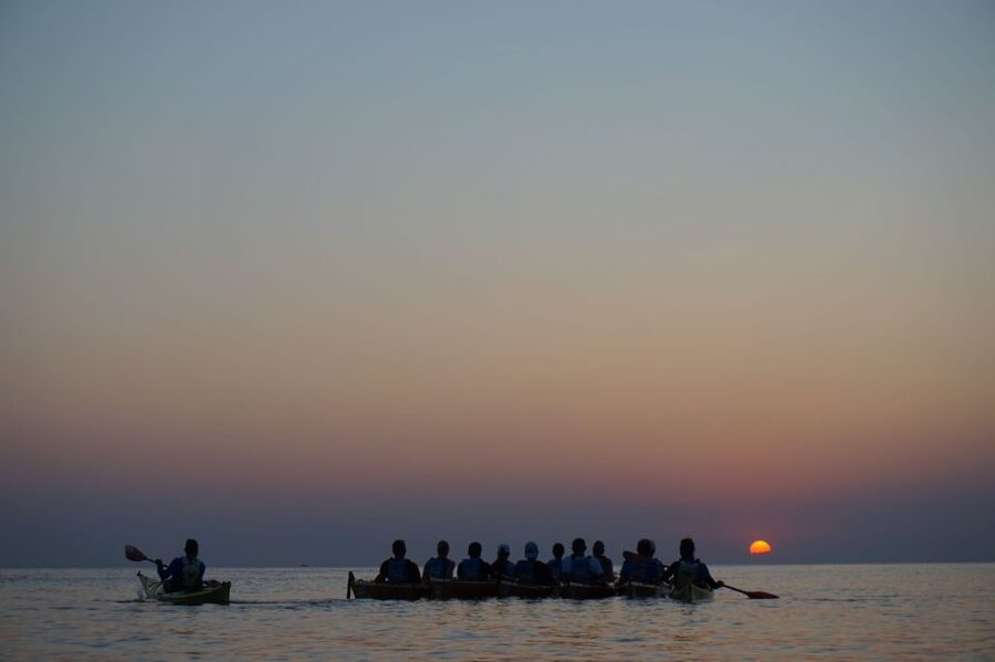 Faliraki: Sunrise Sea Kayaking Experience with Breakfast - Paddling toward Anthony Quinn’s Bay at first light