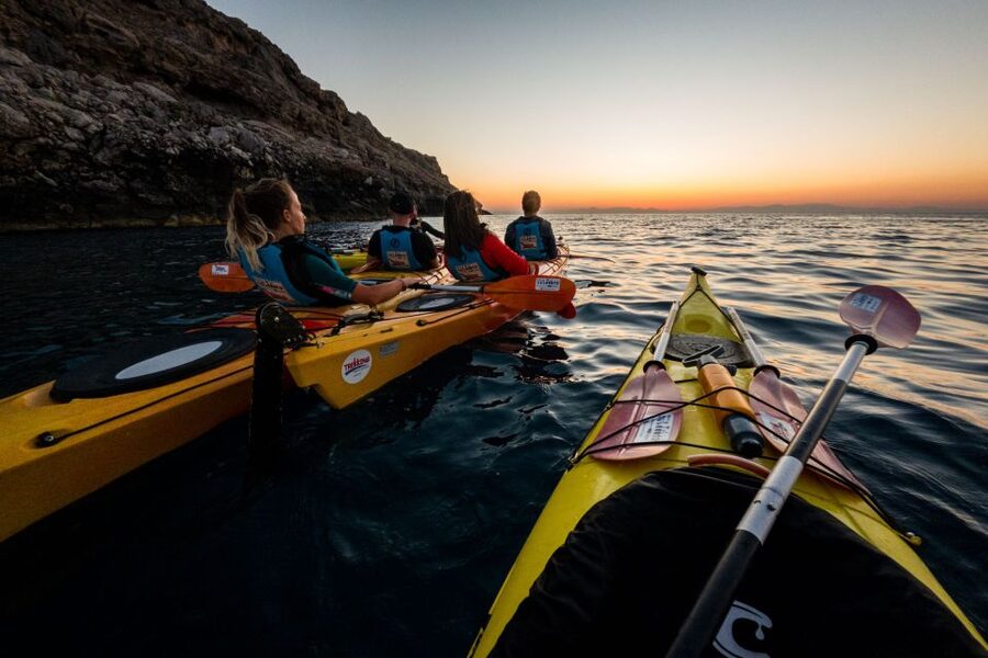 Faliraki: Sunrise Sea Kayaking Experience with Breakfast - A swim and snorkel before breakfast