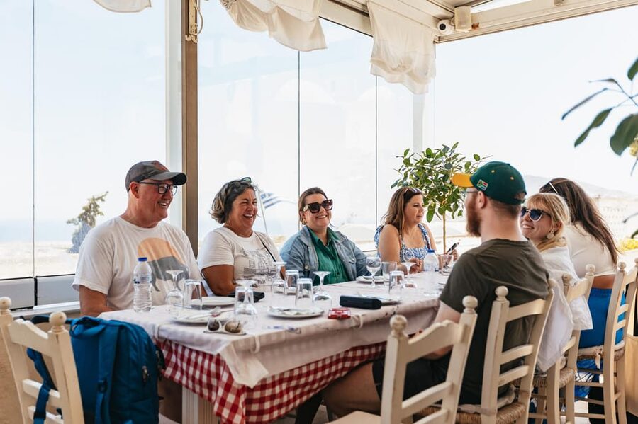 Fira: Guided Foodie Walking Tour with Tastings - The market and a tavern meal with a view