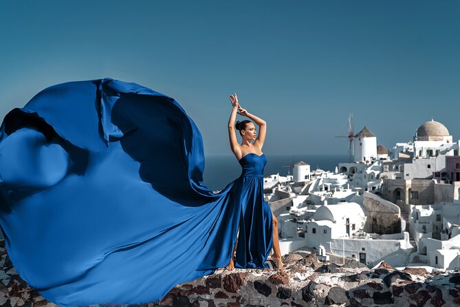 Flying Dress Photo © Photoshoot in Santorini: Express Package - Meeting the team at Imerovigli