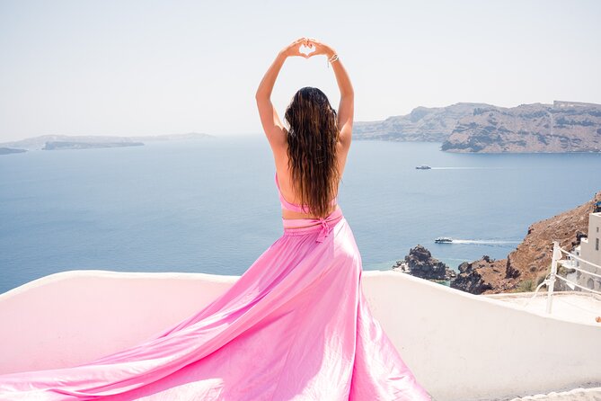 Flying Dress Santorini Photoshoot - Blue domes, churches, and the caldera viewpoint