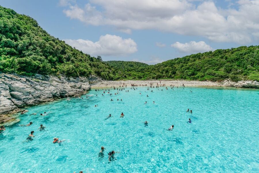 From Corfu Island: Antipaxos & Paxos Blue Caves Boat Cruise - Antipaxos and the clearest swim of the day