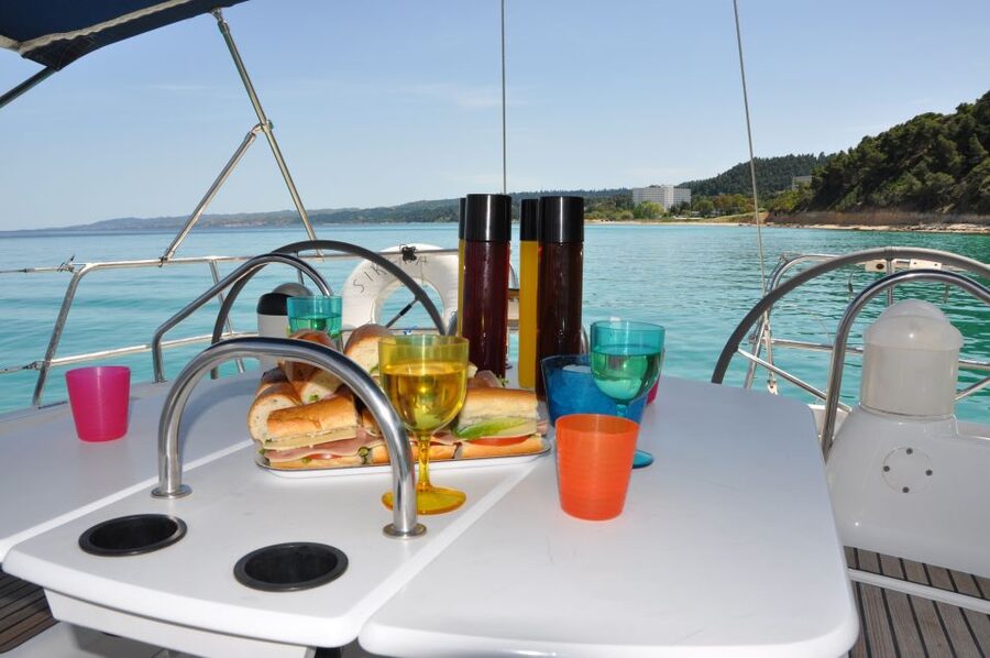 From Nea Fokea: Chalkidiki 6-Hour Cruise by Sailing Boat - Kalithea is the lunch and swim stop
