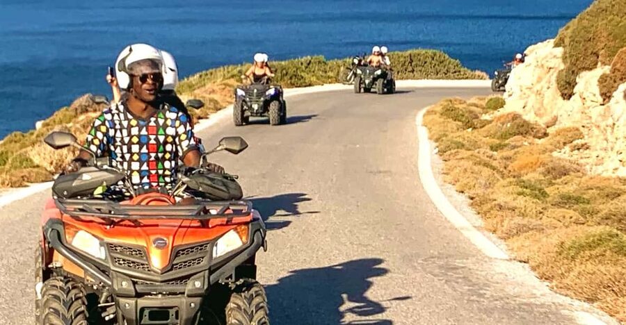 From Platanias: Quad safari with Hotel transfer - The uphill route reveals inland Crete