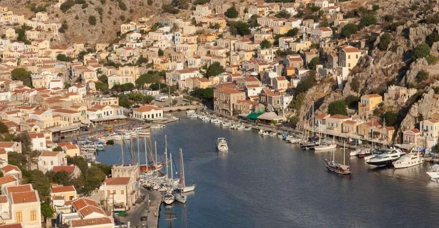 From Rhodes: Boat Trip to Symi Island with Hotel Transfer - First look at Symi harbor