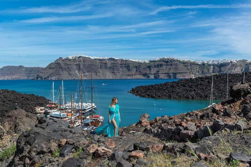 From Santorini: Volcano Cruise With Oia Sunset - Nea Kameni and the walk toward the crater