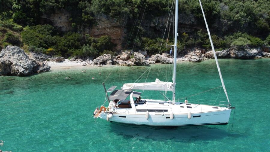 Gouvia: Corfu Island Sailing Trip with Snack and Soft Drinks - Barbati Beach brings the first clear-water swim
