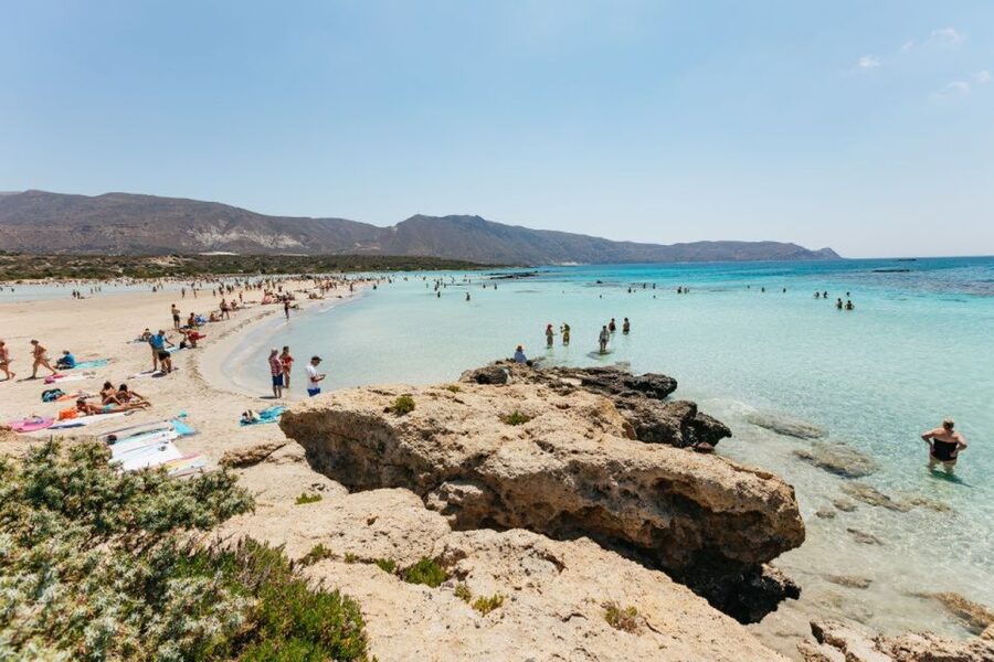 Heraklion Area: Direct Day Trip Elafonisi Island - Walking through shallow water to Elafonisi