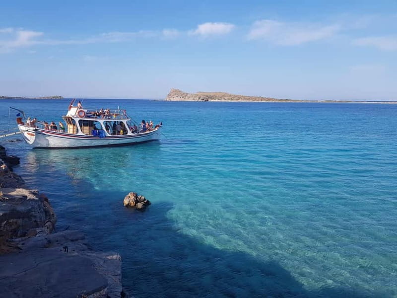 Heraklion Areas : Elounda Boat Trip -The Authentic - Kolokytha Beach gets the longest swim break