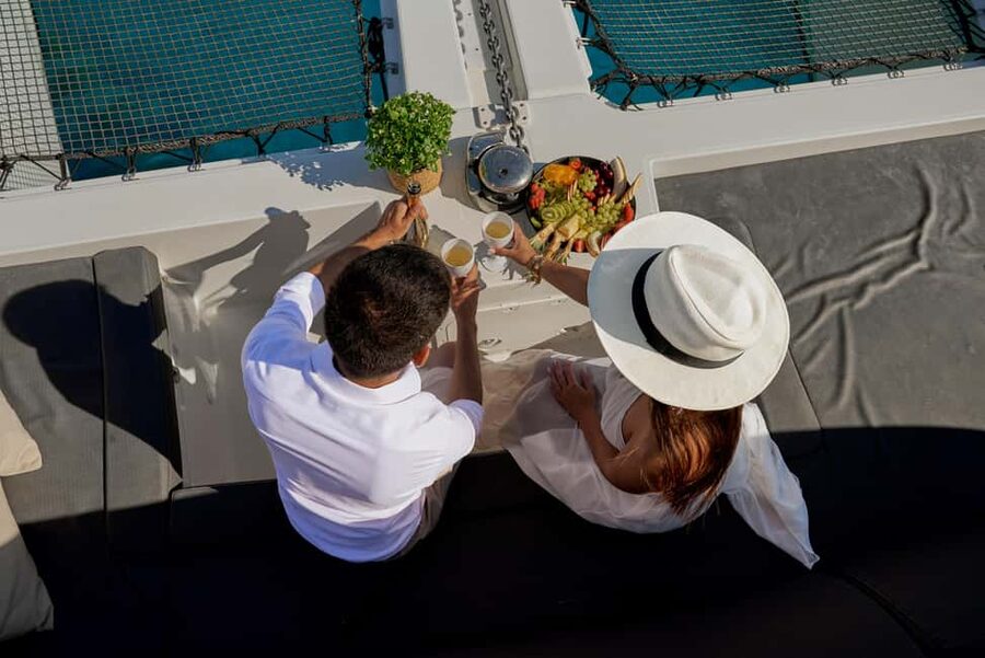 Heraklion: Dia Island Catamaran Cruise with Dinner and Wine - Leaving Heraklion by Catamaran