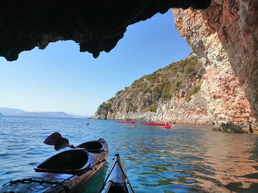 Lefkada: Blue Cave Kayak Tour with a Taste of Greece - Guide support and group atmosphere