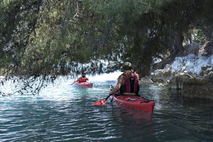 Lefkada: Full Day Sea Kayaking Tour - The first stretch to Red Rock Beach