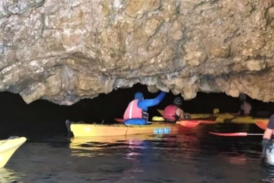 Lefkada: Hidden Blue Cave Kayak Trip with Lunch & Fruits - Following Lefkada’s Rocky Coast