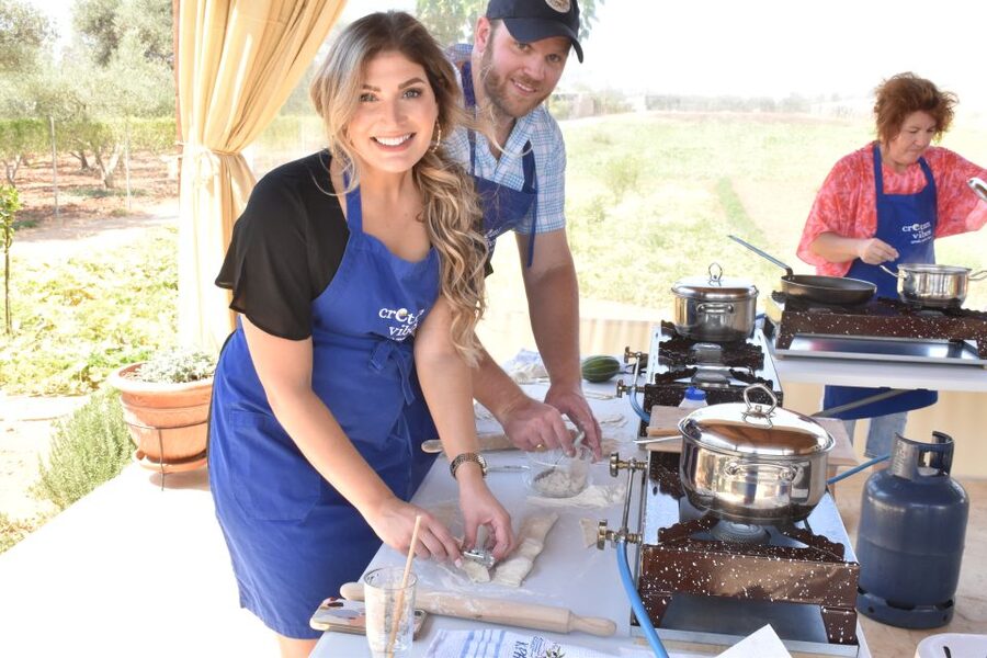 Moires: Cooking Class and Olive Oil Tasting at a Family Farm - Sitting down to eat your own Cretan meal
