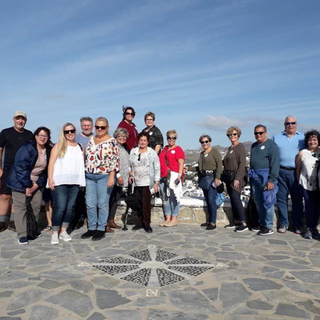 Mykonos: Farm, Ano Mera Village, and Beaches Guided Tour - The final panoramic view of Mykonos Town