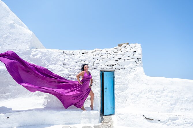 Mykonos: Flying Dress Photoshoot - Panagia Paraportiani and the old Kastro area