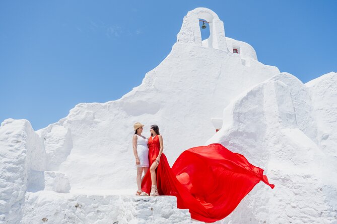 Mykonos: Flying Dress Photoshoot - Little Venice and the famous windmills