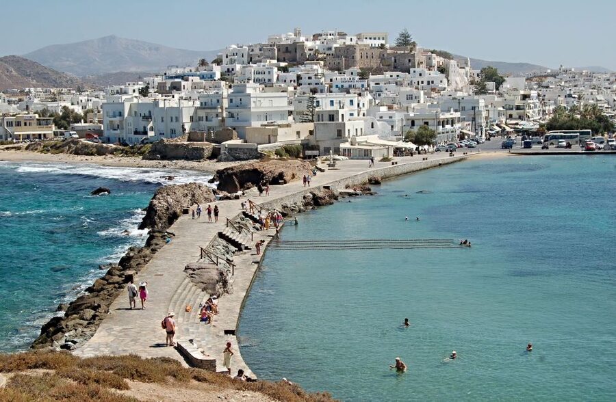 Naxos Castle Walking Tour and Sunset at the Portara - Walking to the Portara at sunset