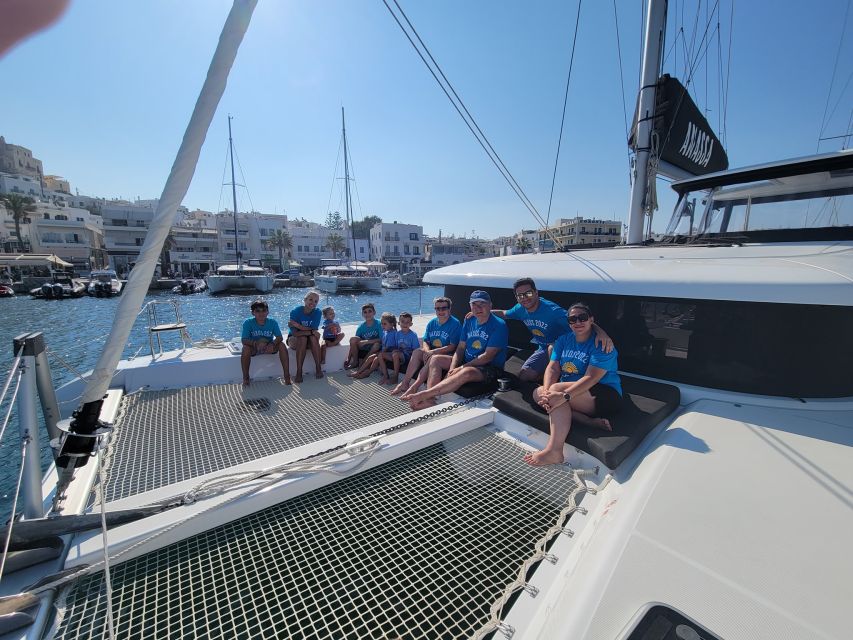 Naxos: Catamaran Cruise with Swim Stops, Food, and Drinks - Leaving Naxos for a day on the water
