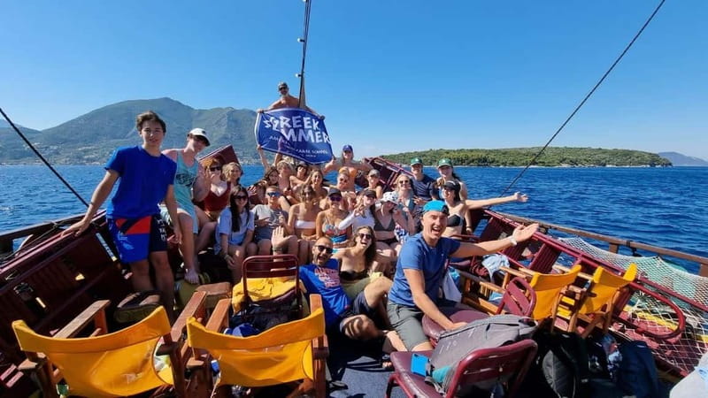 Nydri: Full-Day Wooden Boat Cruise with BBQ & Drinks - Sailing past Meganisi and Lefkada