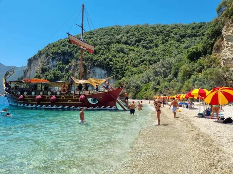 Nydri: Full-Day Wooden Boat Cruise with BBQ & Drinks - Papanikolis Cave and the first swim