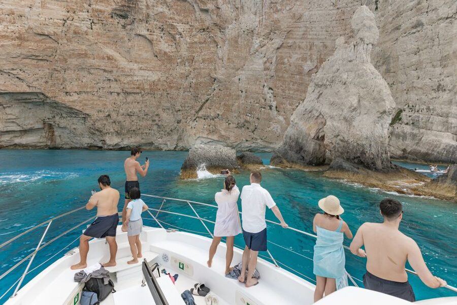 Porto Vromi: Navagio Shipwreck Beach & Blue Caves by Boat - Boat size, comfort, and group feel