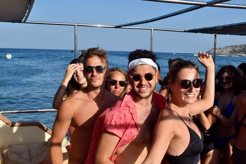 Rhodes: Boat Party Cruise with Live DJ - Anthony Quinn Bay and the first champagne game