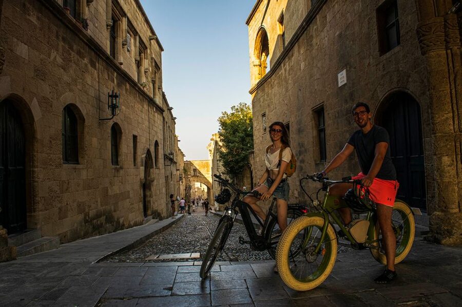Rhodes: E-bike Highlights Sunset or Morning Photo Tour - The moat, windmills, and St. Nicholas Fortress