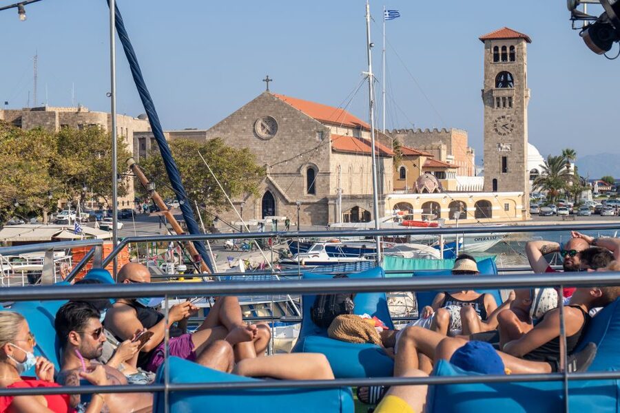Rhodes: Full Day East Coast Bay to Bay Boat Trip with Lunch - What the boat setup means for your day