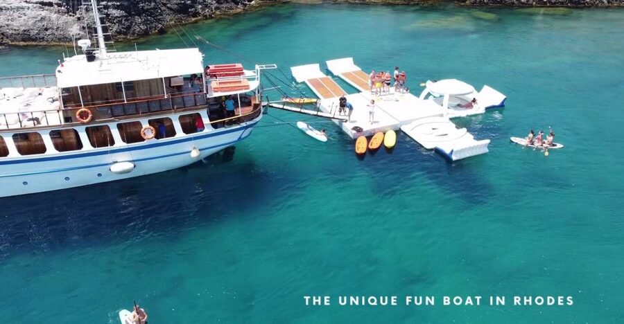 Rhodes: Gulet Trip with Food, Drinks, SUP, Kayak & Swimming - Kallithea Springs from the sea