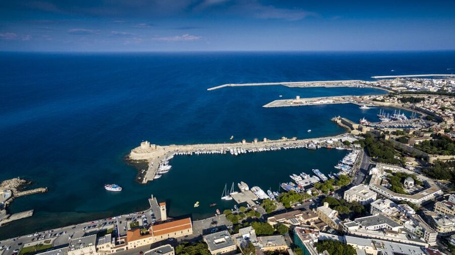 Rhodes: Hop-on Hop-off Bus and Submarine Tour - The harbor views and the Old Town walls