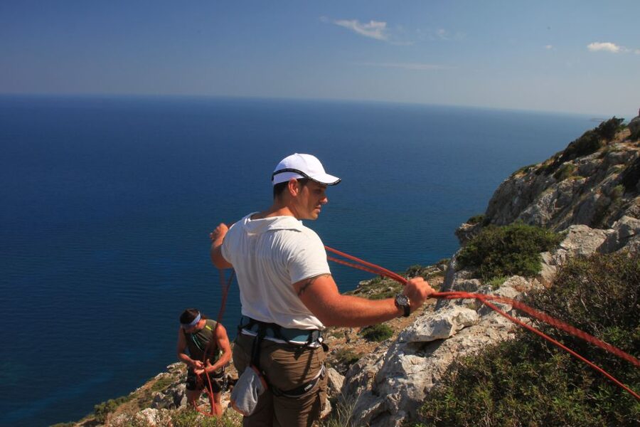 Rhodes: Ladiko Bay Rock Climbing and Rappelling Experience - Hiking toward the cave and the final rappel