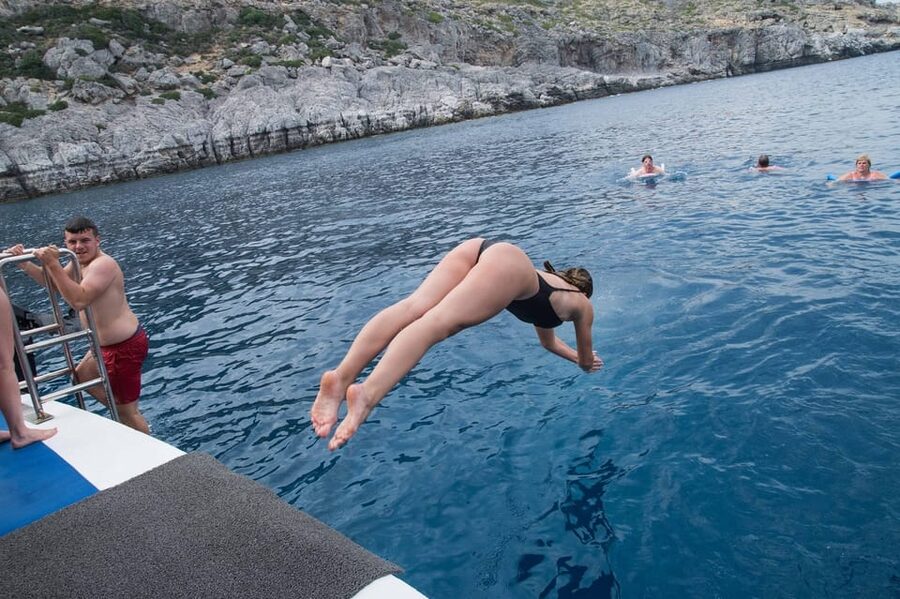 Rhodes: Lindos Cruise with 2 Swim Stops - Anthony Quinn Bay: the first 30-minute swim
