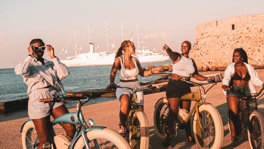 Rhodes: Retro eBike Highlights Tour w/ Personal Photographer - The final Rhodes Town viewpoint at sunset