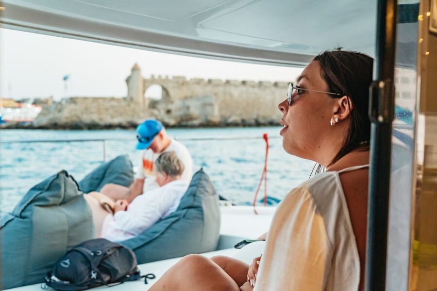 Rhodes: Sunset Catamaran Cruise with Dinner Buffet & Drinks - FAQ