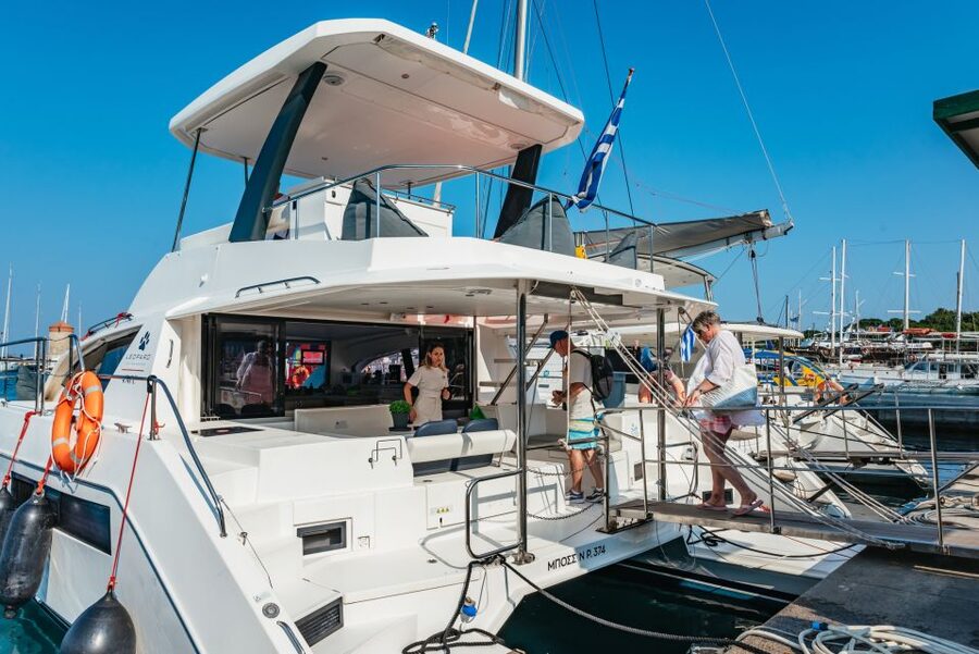 Rhodes: Sunset Catamaran Cruise with Dinner Buffet & Drinks - Kallithea Bay: a swim with a view