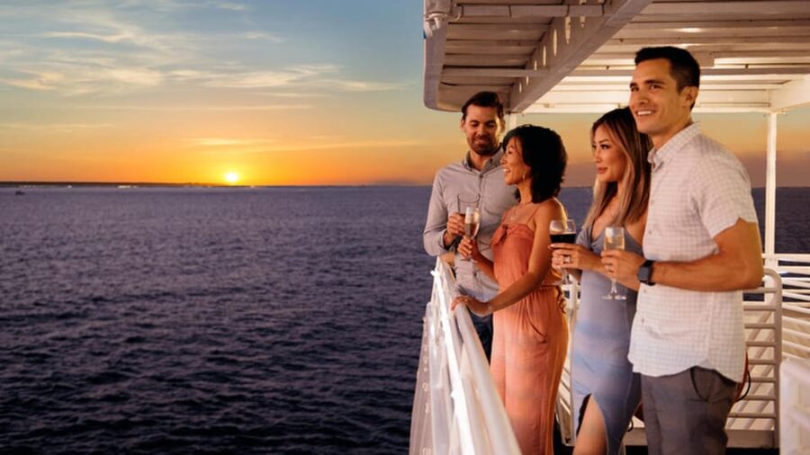 Rhodes: Sunset Cruise with Live Music, Wine & Greek Buffet - Dinner, wine, and the changing light